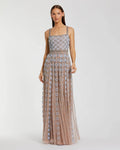 Light Blue Sleeveless Embellished A-line Gown