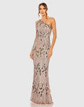 Multicolor One Shoulder Embellished Gown