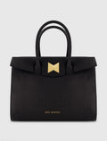 Black Large Leather Briefcase Bag With Gold Hardware