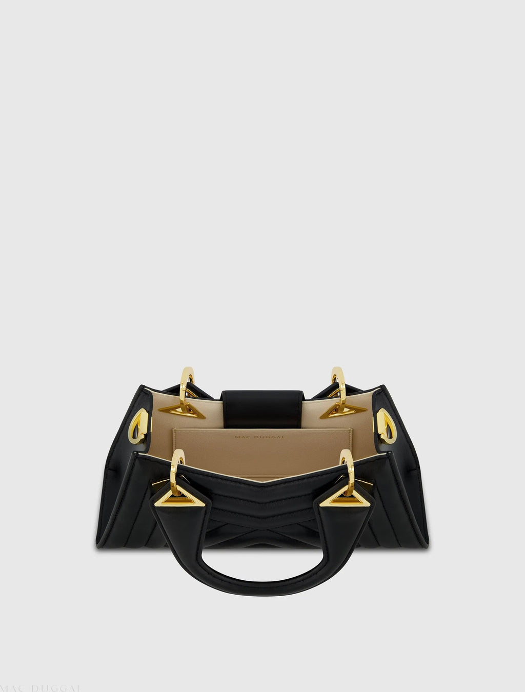 Black Angular Quilted Napa Leather Handbag