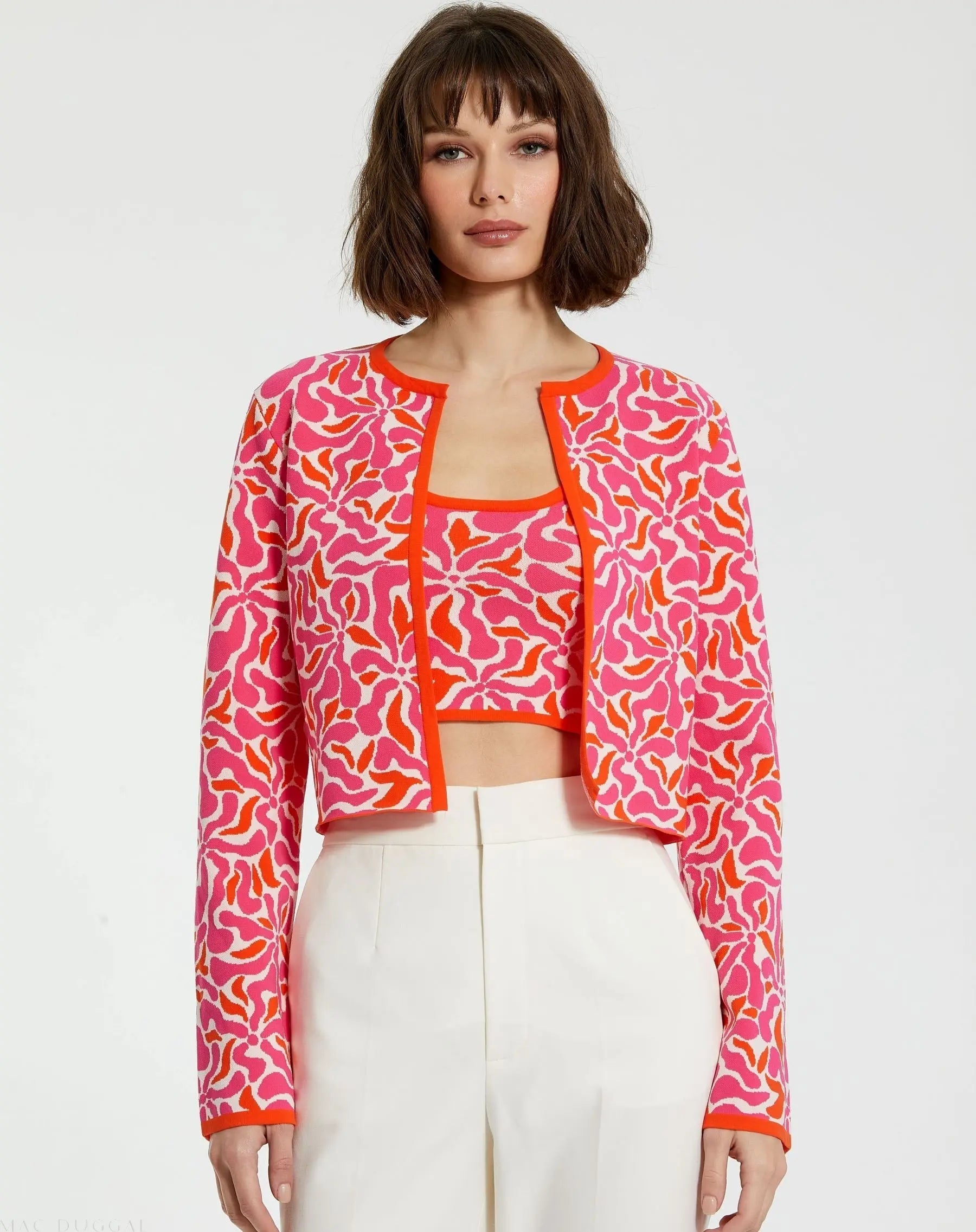 Multicolor Long Sleeve Knit Floral Cardigan